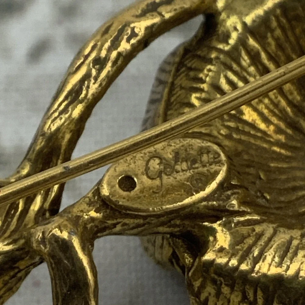 Vintage‎ Goldette Rose Brooch Gold Toned Beautiful 2.5